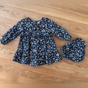 GAP BABY Navy Ditsy Floral Baby Dress Set, 12-18 Months